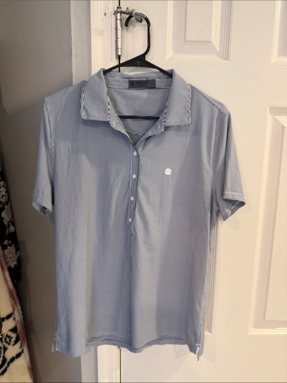 G/FORE Light Blue Pinstripe Polo